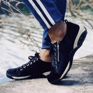 Therafit Sienna Women's Side Zip Black Velvet Sport Casual Shoe - NIB